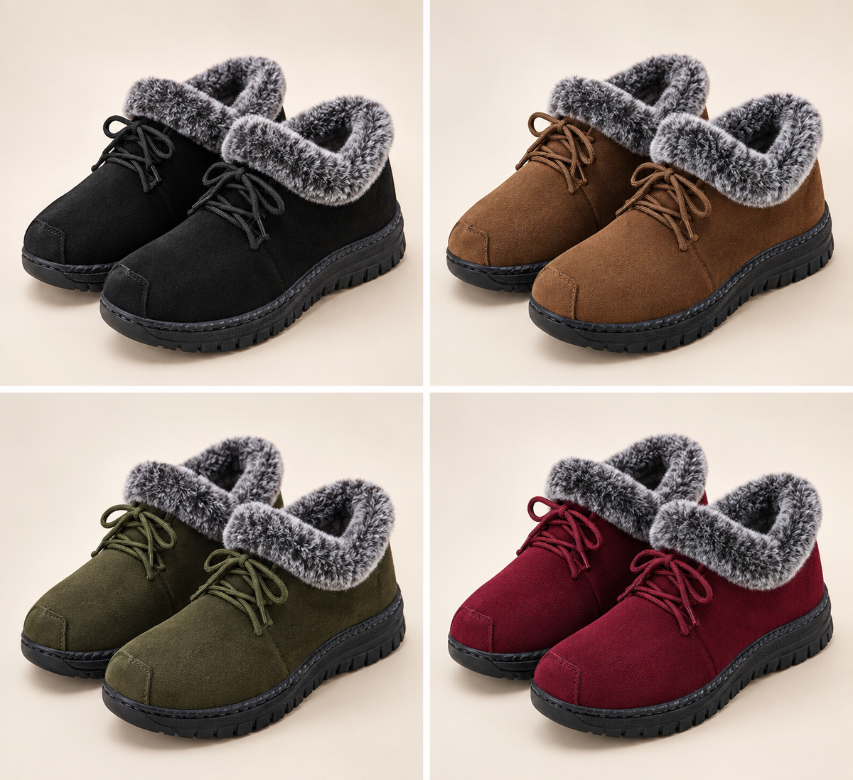 Chaussures d’hiver femme fourrées - quatre coloris