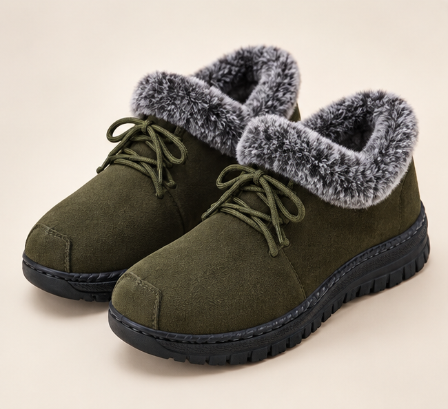 Chaussures d’hiver femme fourrées - Vert kaki