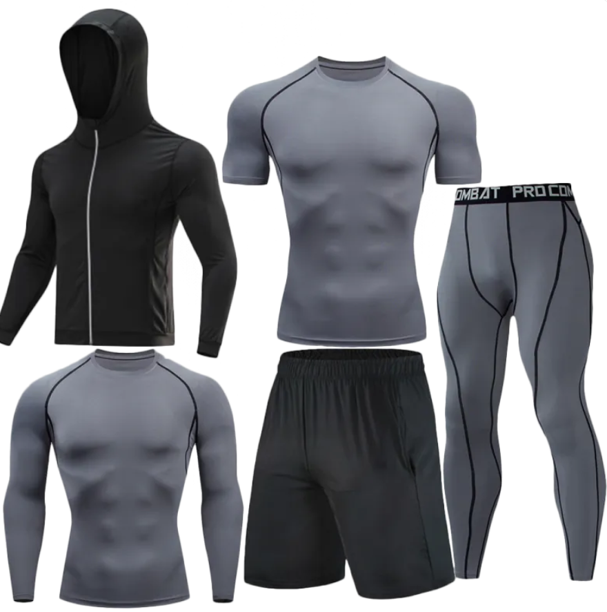Ensemble de compression homme 5 pièces - Gris – 7201