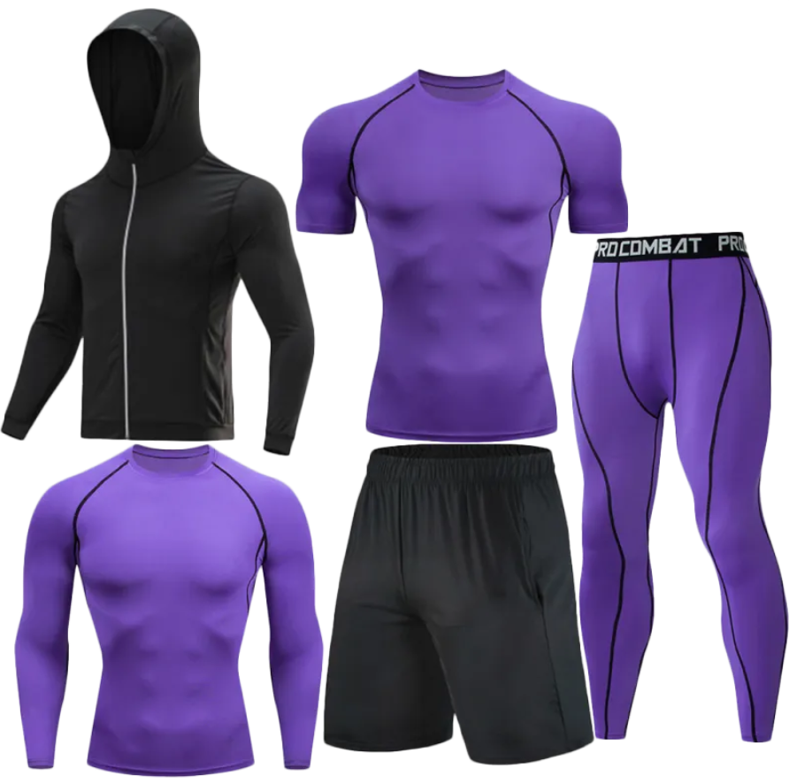 Ensemble de compression homme 5 pièces - Violet – 7202