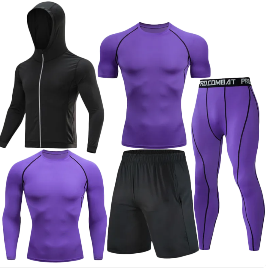 Ensemble de compression homme 5 pièces - Violet – 7203