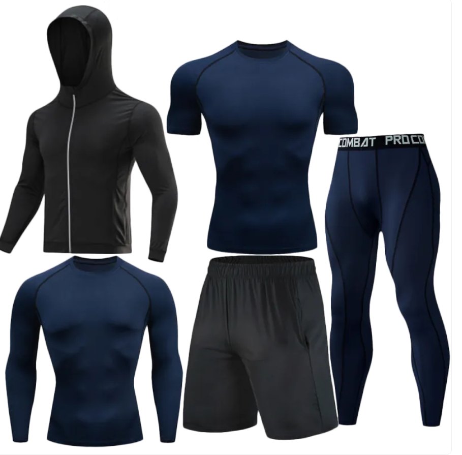 Ensemble de compression homme 5 pièces - Bleu marine – 7207