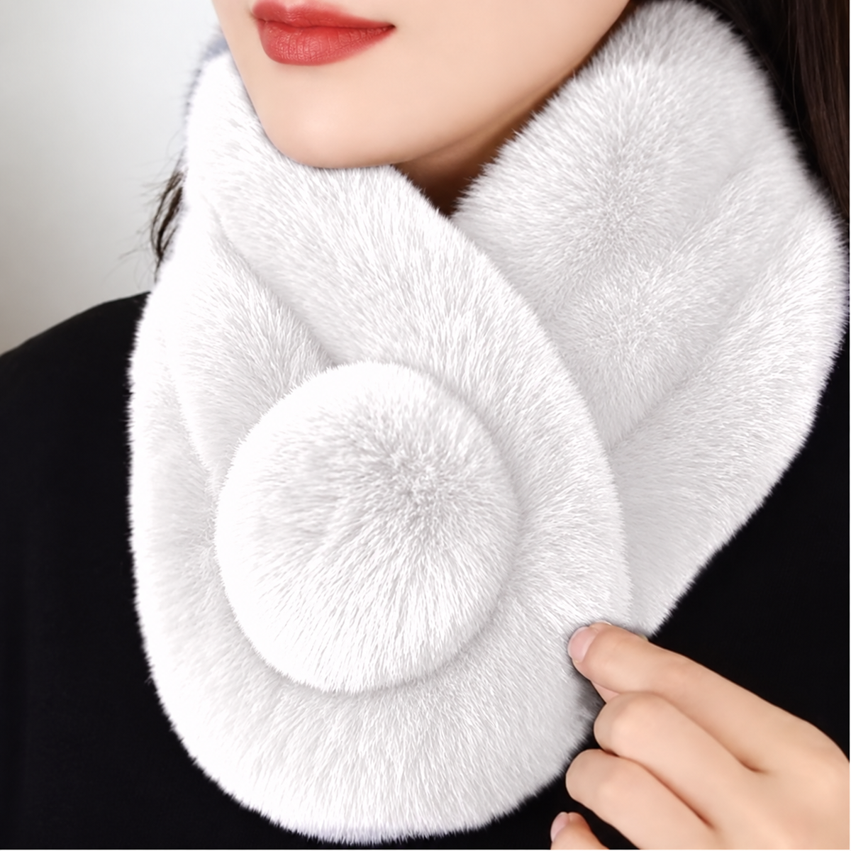 Écharpe col en fausse fourrure femme - Blanc