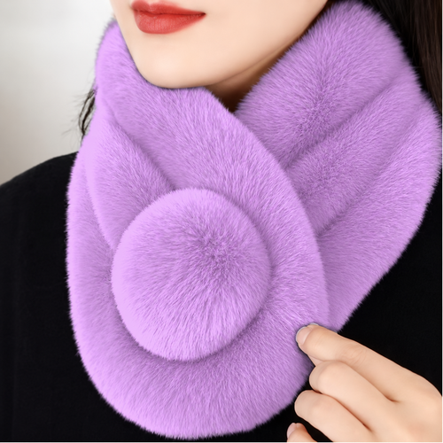Écharpe col en fausse fourrure femme - Lilas