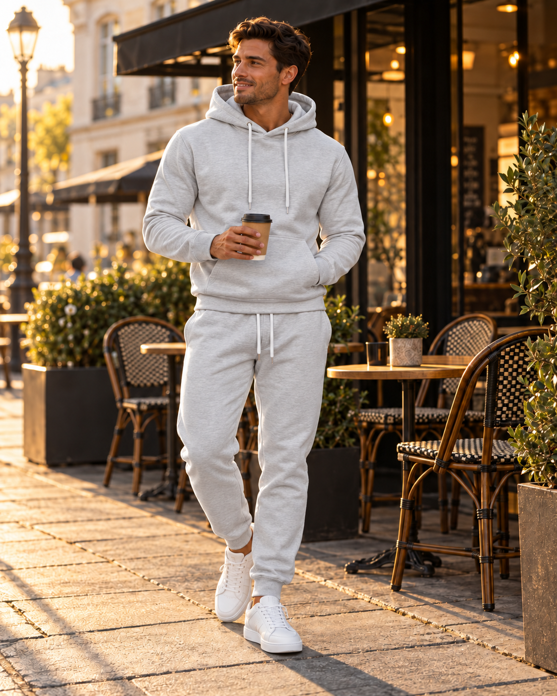 Ensemble sweat à capuche homme - Gris clair