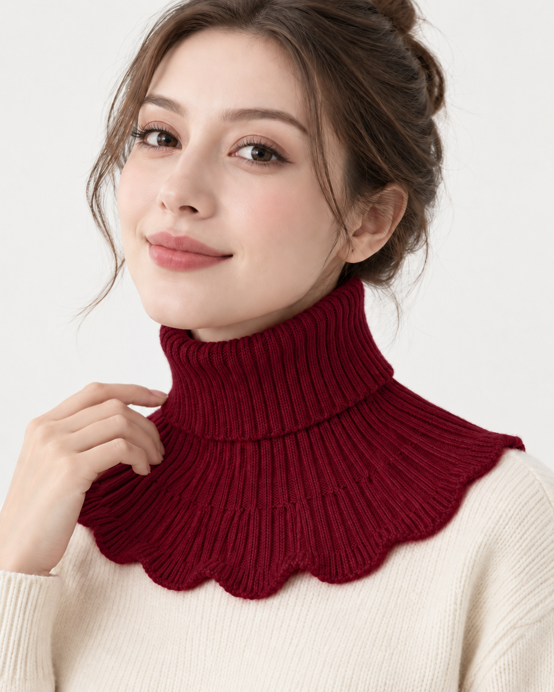 Faux col roulé tricoté femme - Bordeaux
