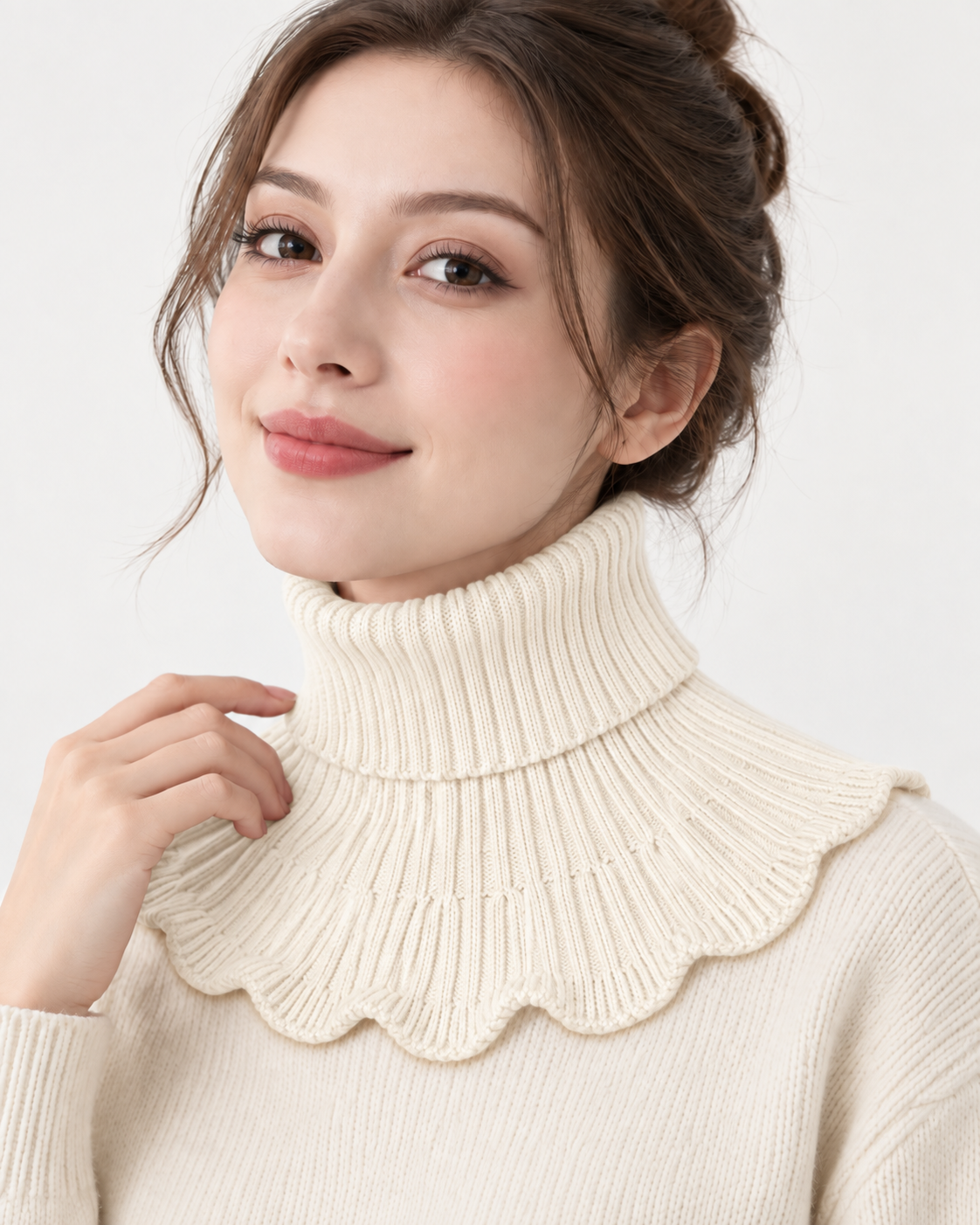 Faux col roulé tricoté femme - Ivoire