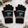 Gants d'hiver tactiles motif renne - Noir