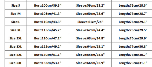 Guide des tailles du manteau femme à capuche doublé