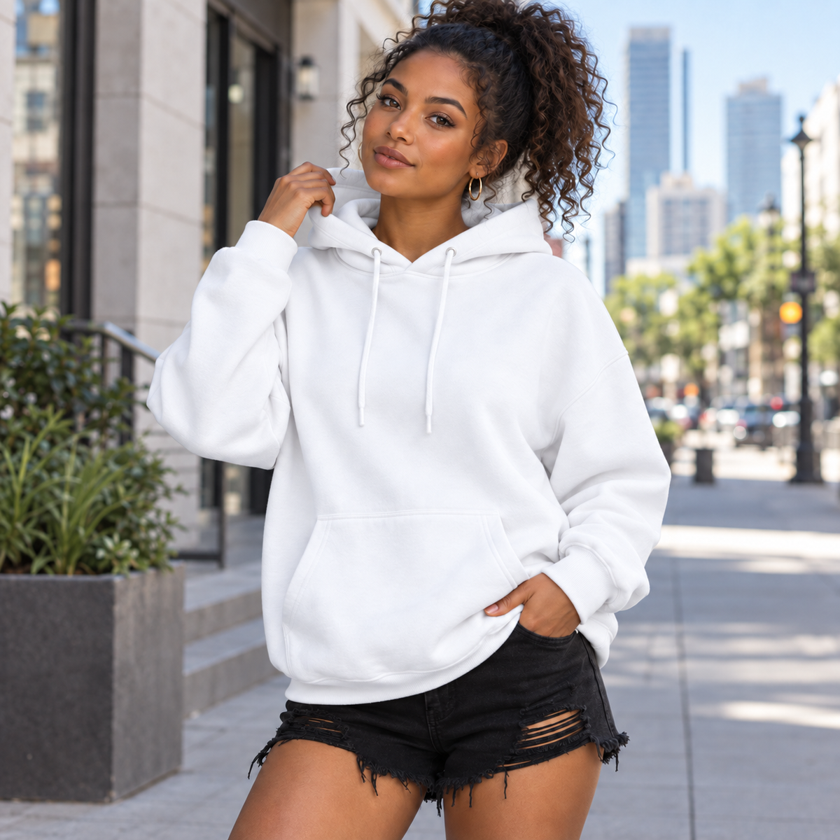 Hoodie femme uni - Blanc