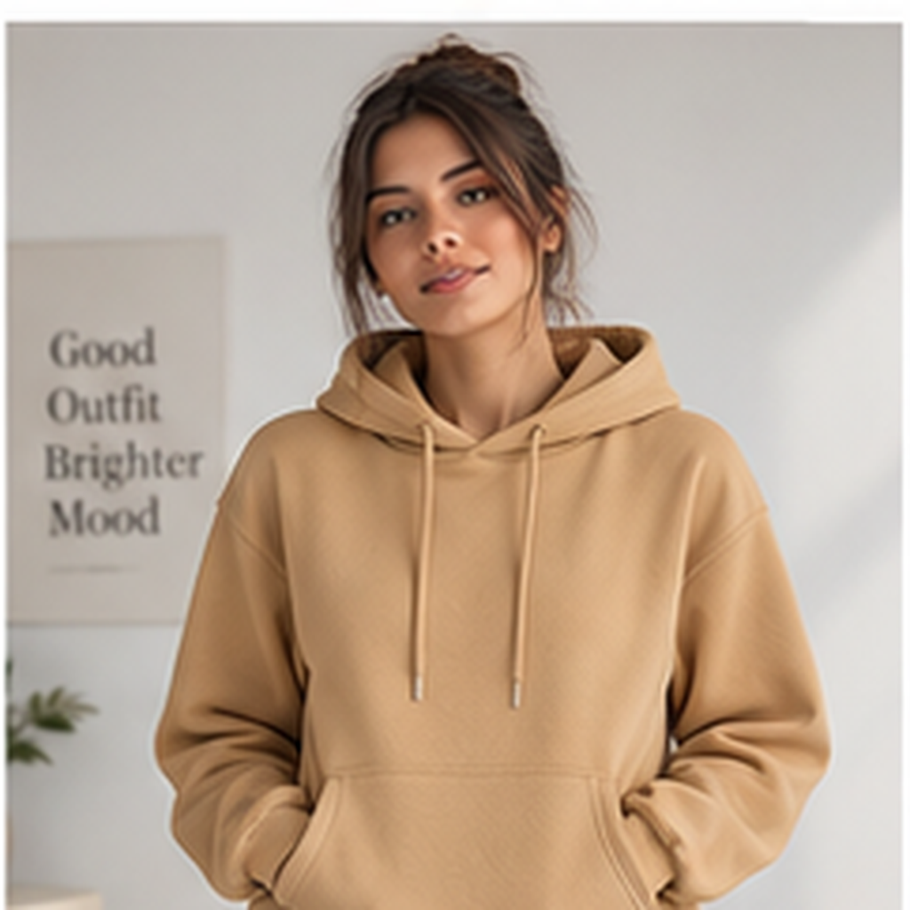 Hoodie femme uni - Camel