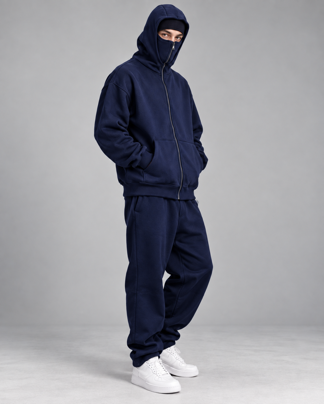 Hoodie homme zippé à capuche intégrée - Bleu foncé