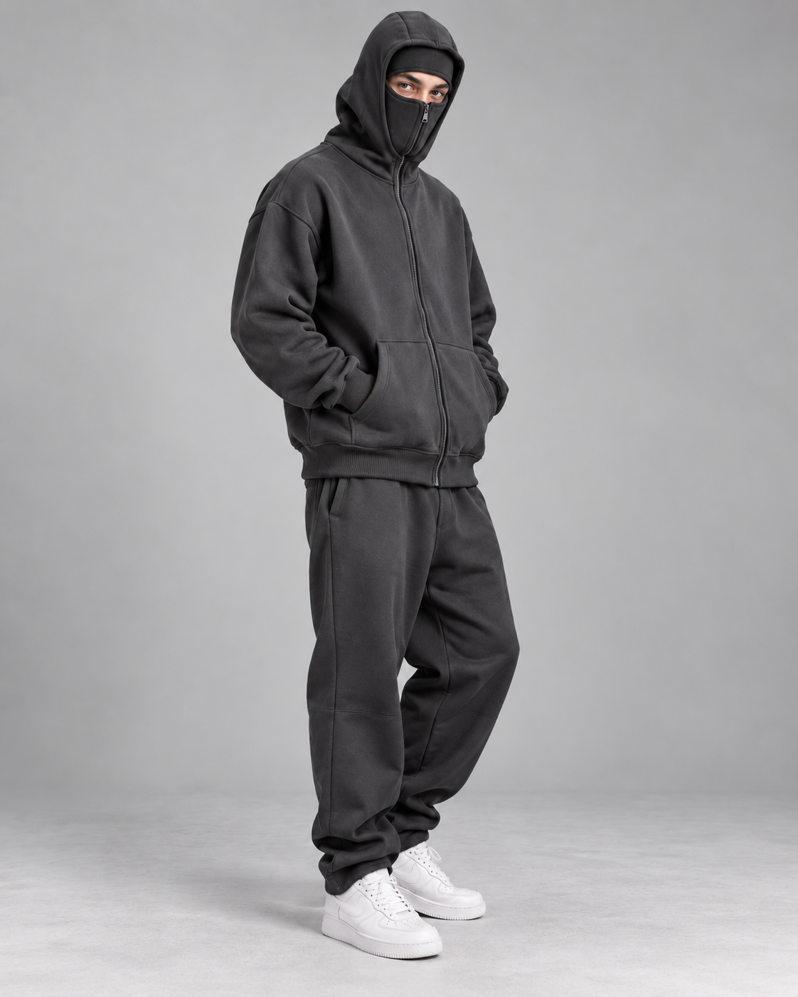 Hoodie homme zippé à capuche intégrée - Gris