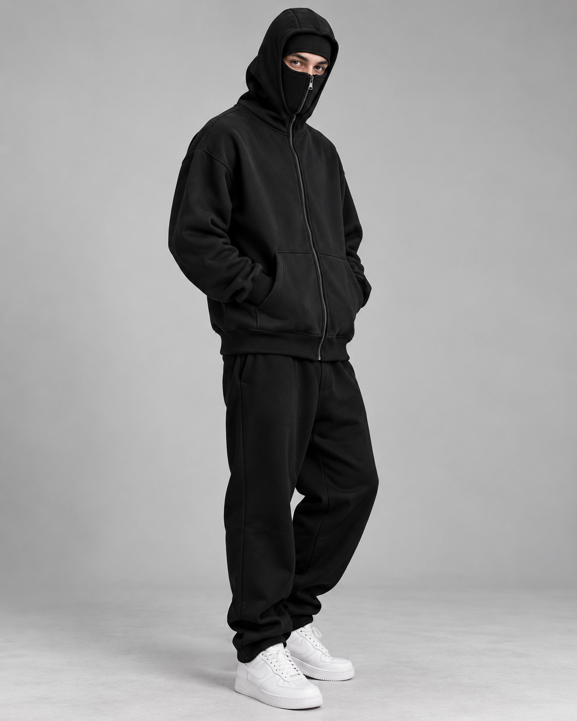 Hoodie homme zippé à capuche intégrée - Noir
