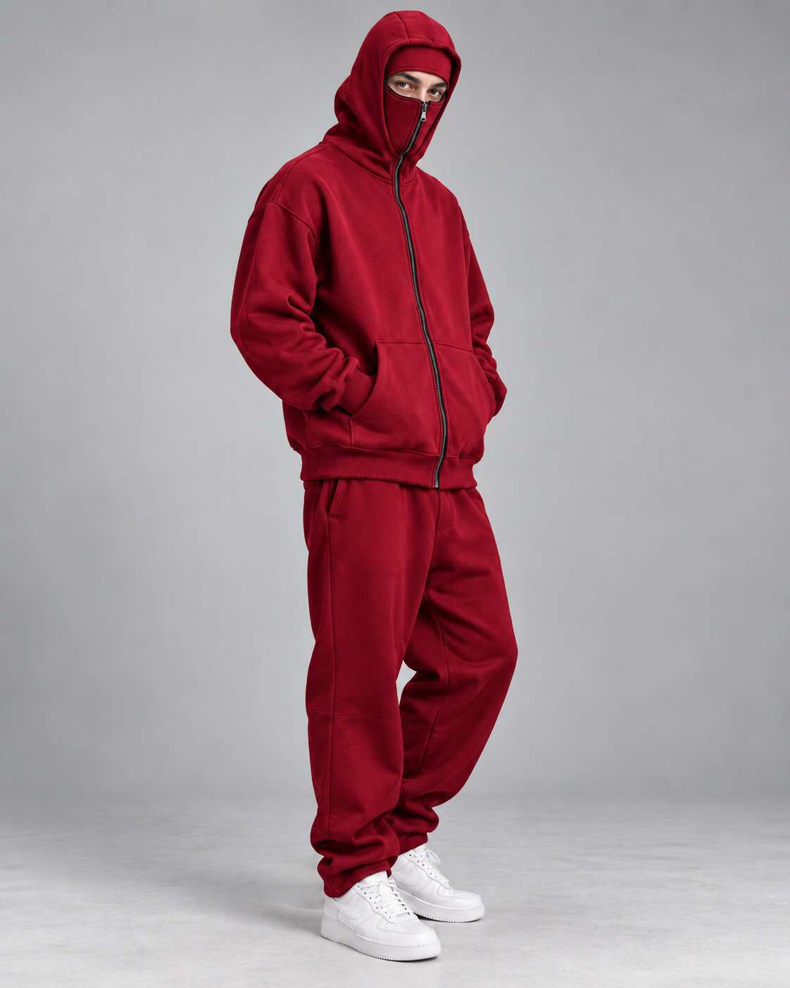 Hoodie homme zippé à capuche intégrée - Rouge