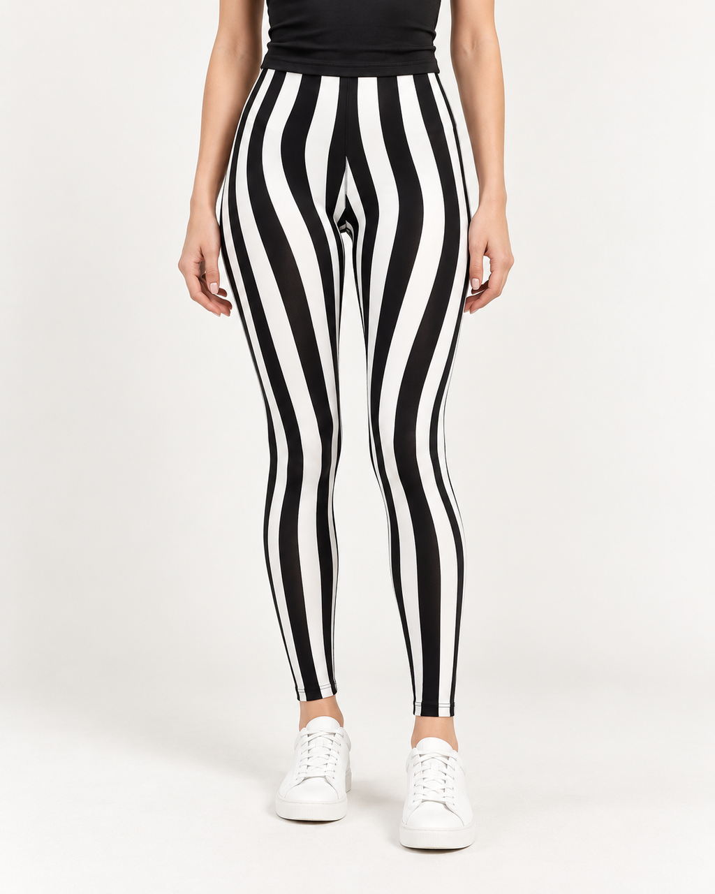 Legging femme rayé vertical noir et blanc - vue principale