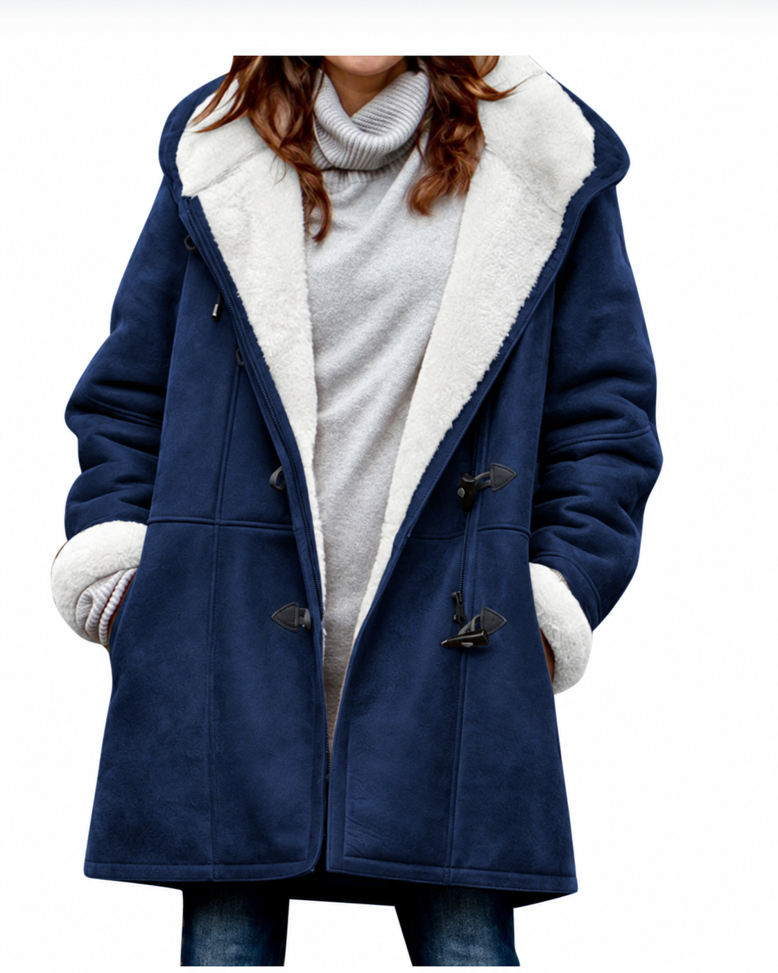 Manteau femme à capuche doublé - Dark Blue
