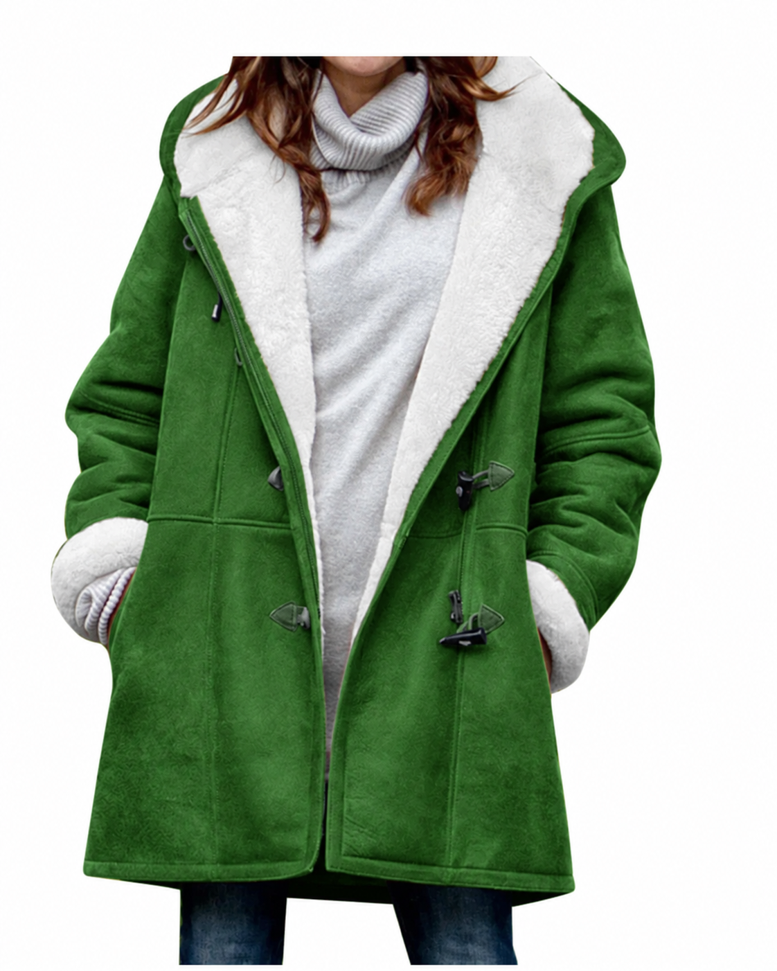 Manteau femme à capuche doublé - Grass Green