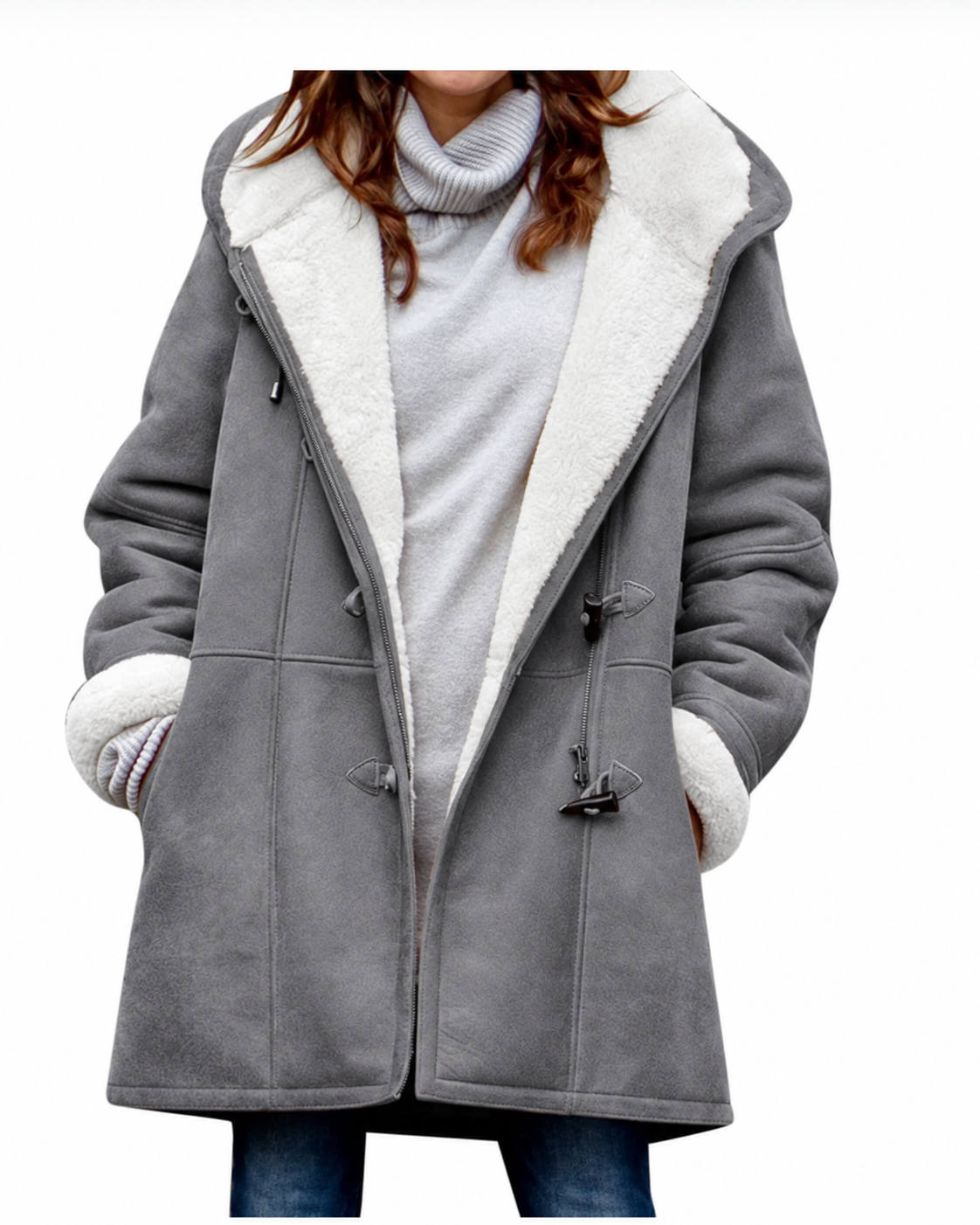 Manteau femme à capuche doublé - Gray