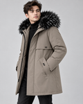 Manteau homme kaki mi-long à capuche doublé polaire BYTOKKI