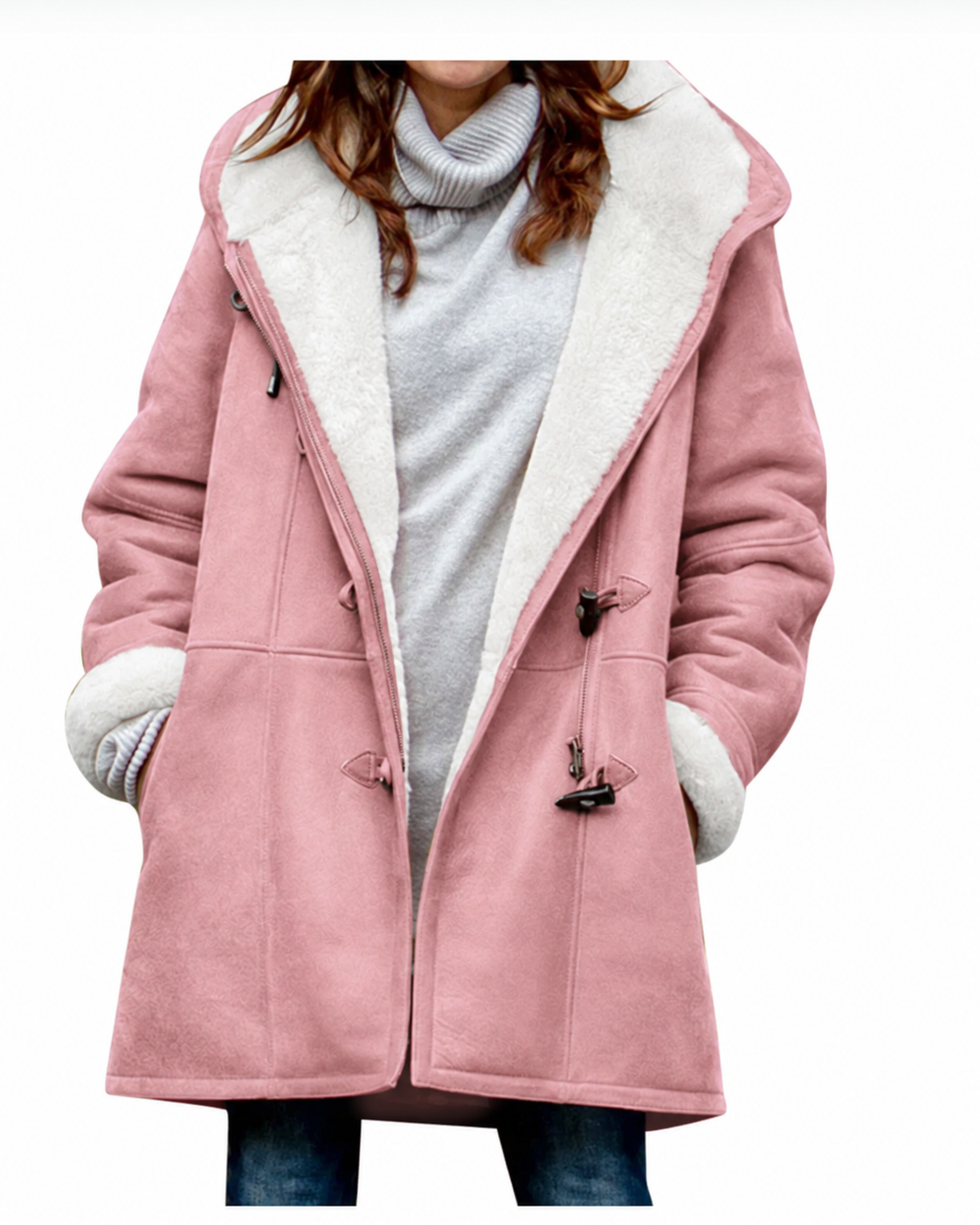 Manteau femme à capuche doublé - Pink