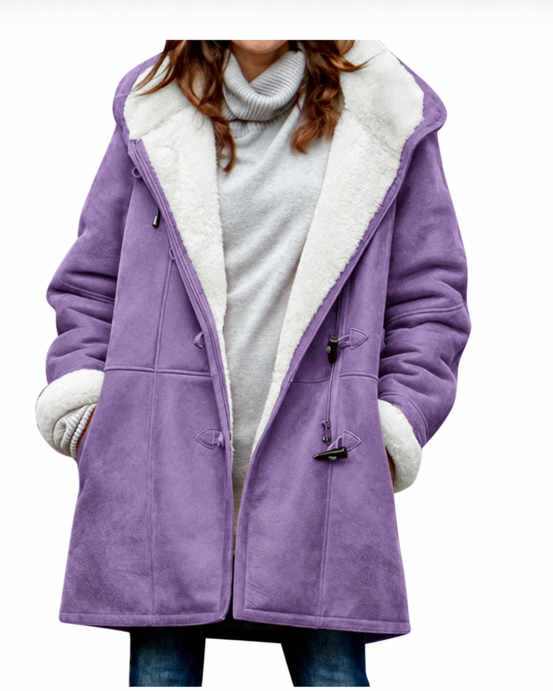 Manteau femme à capuche doublé - Purple