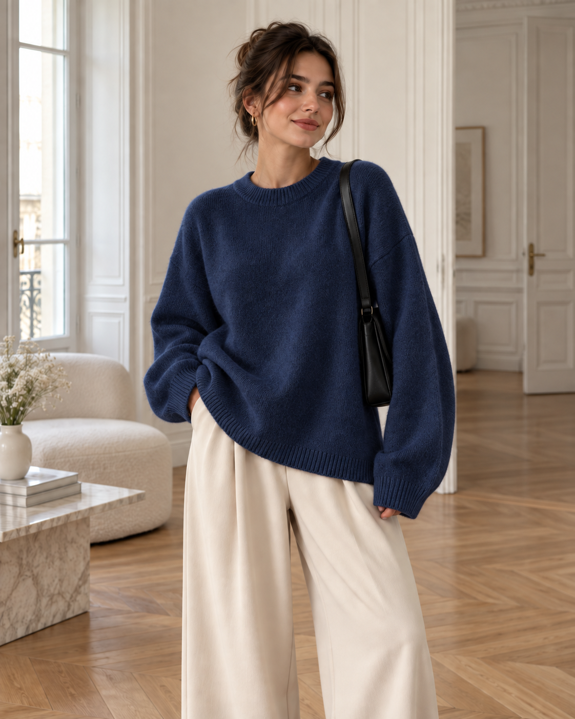 Pull oversize femme - Bleu marine