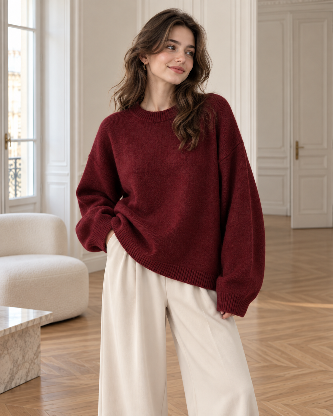 Pull oversize femme - Bordeaux