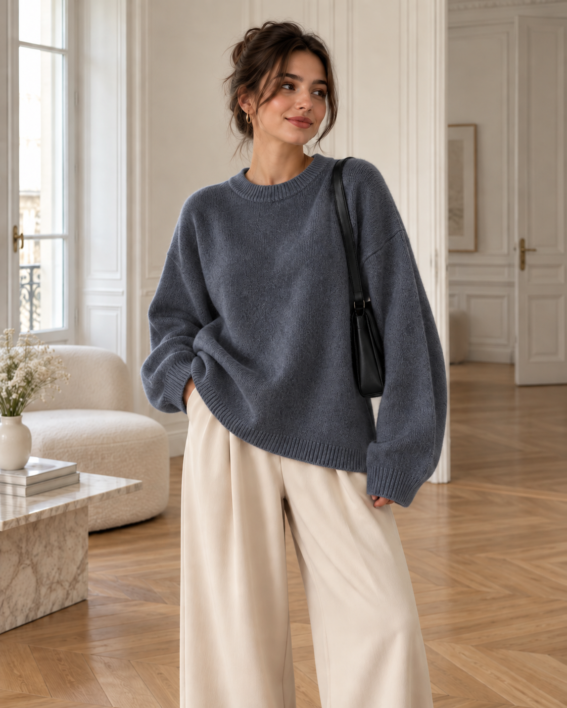 Pull oversize femme - Gris foncé