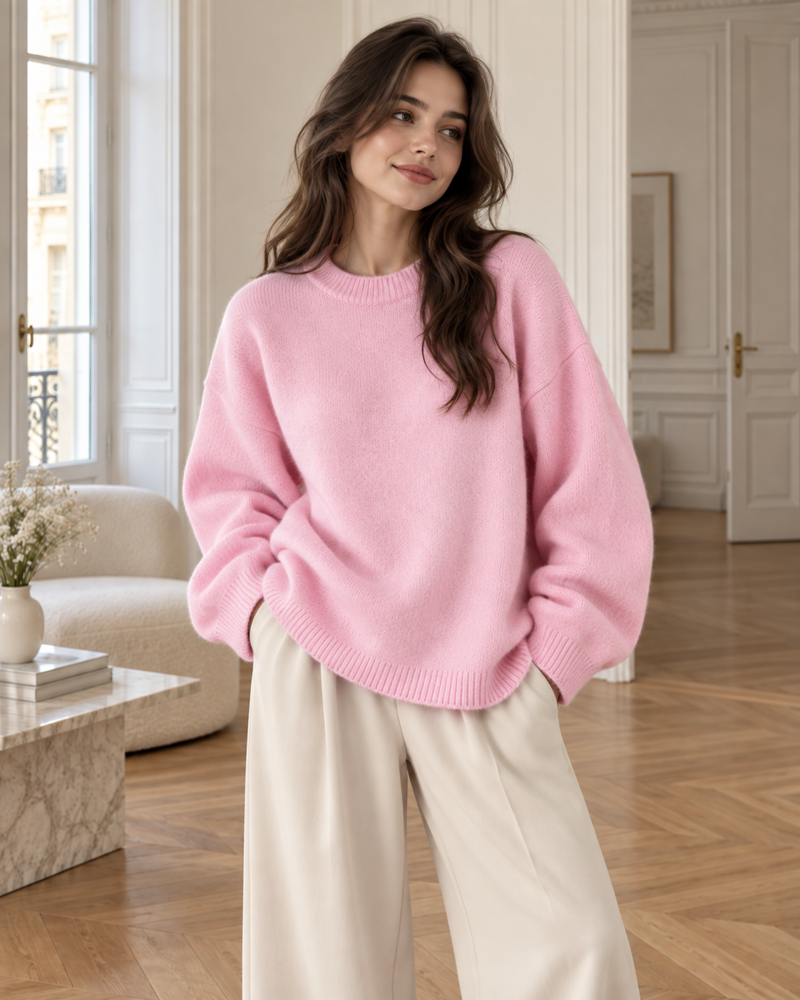 Pull oversize femme - Rose
