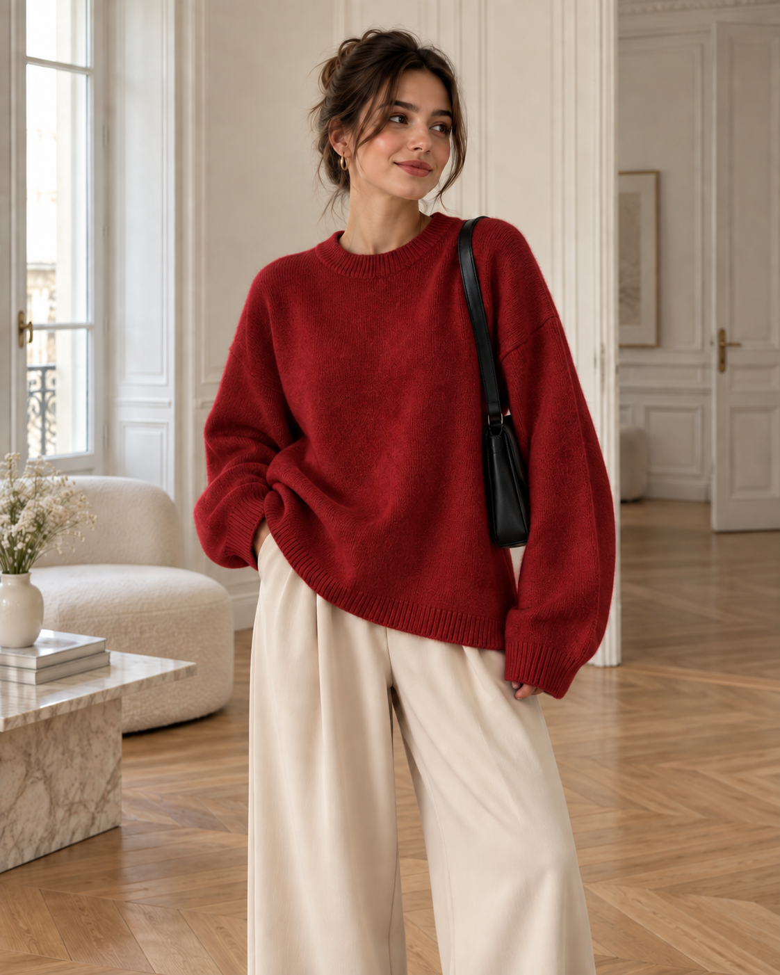 Pull oversize femme - Rouge