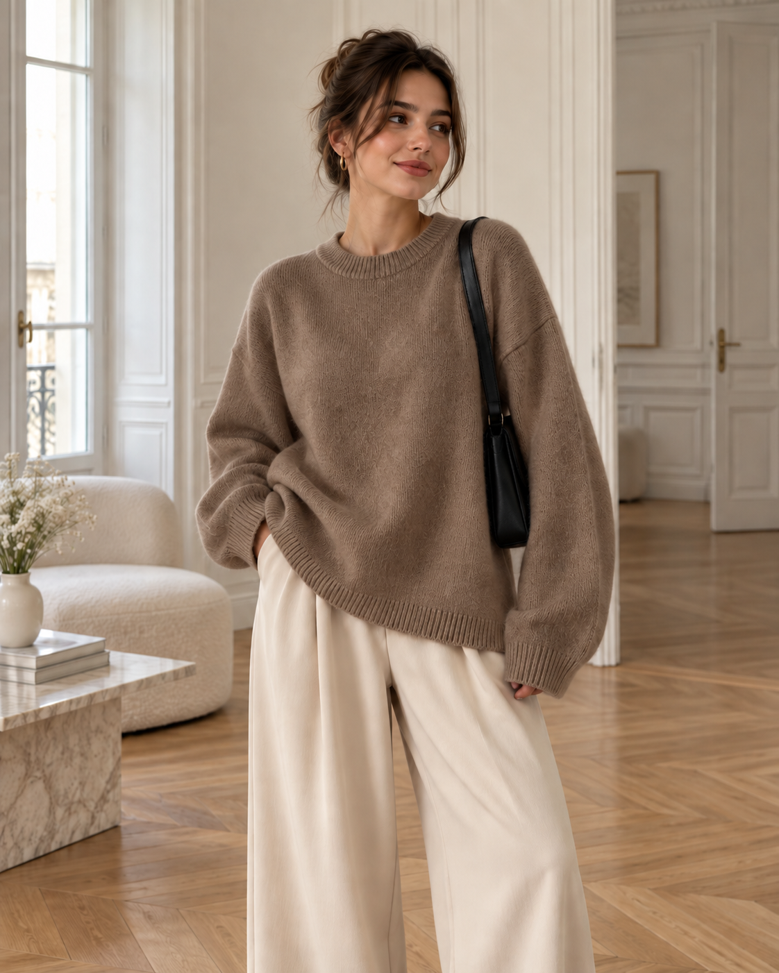 Pull oversize femme - Taupe