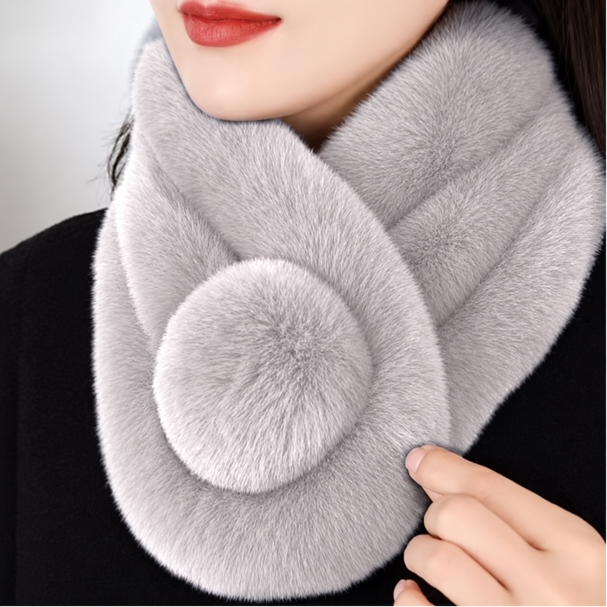 Écharpe col en fausse fourrure femme - Gris clair