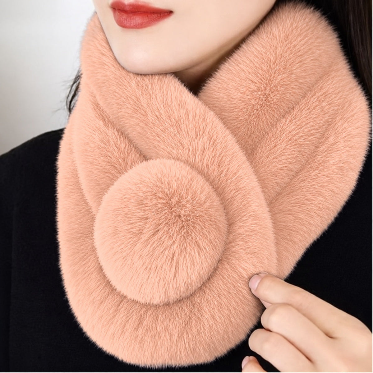 Écharpe col en fausse fourrure femme - Pêche
