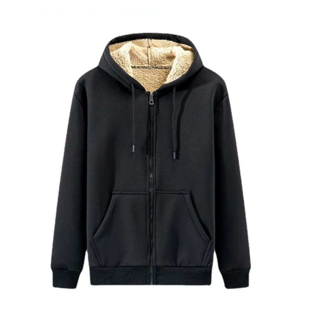 Veste à capuche zippée homme doublée - Noir