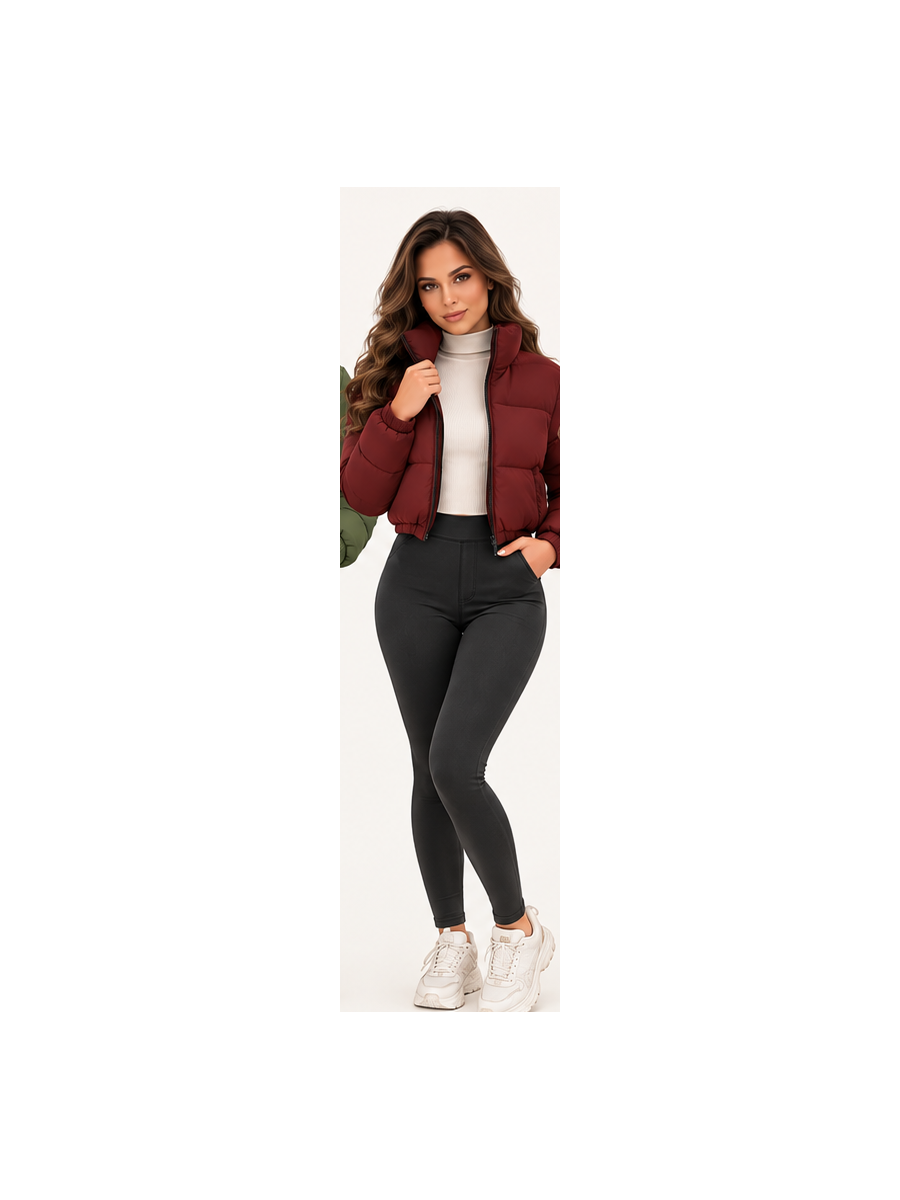 Veste matelassée courte femme - Bordeaux