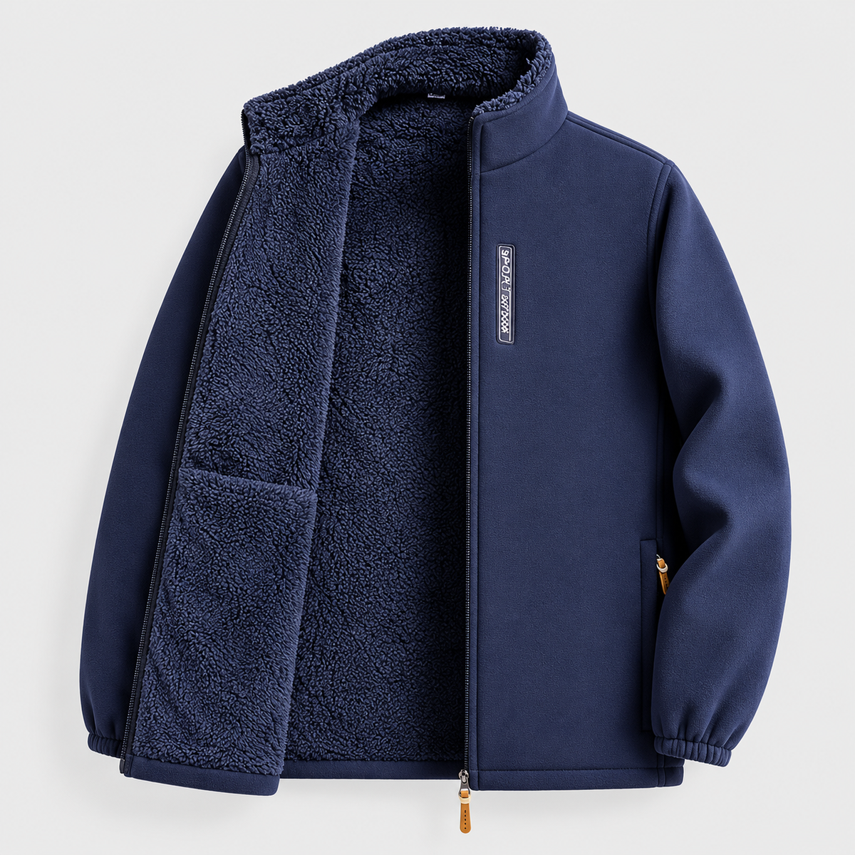 Veste polaire homme doublée chaude - Bleu marine