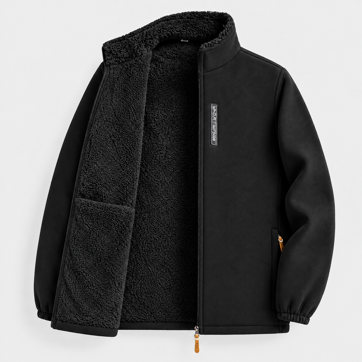 Veste polaire homme doublée chaude - Noir