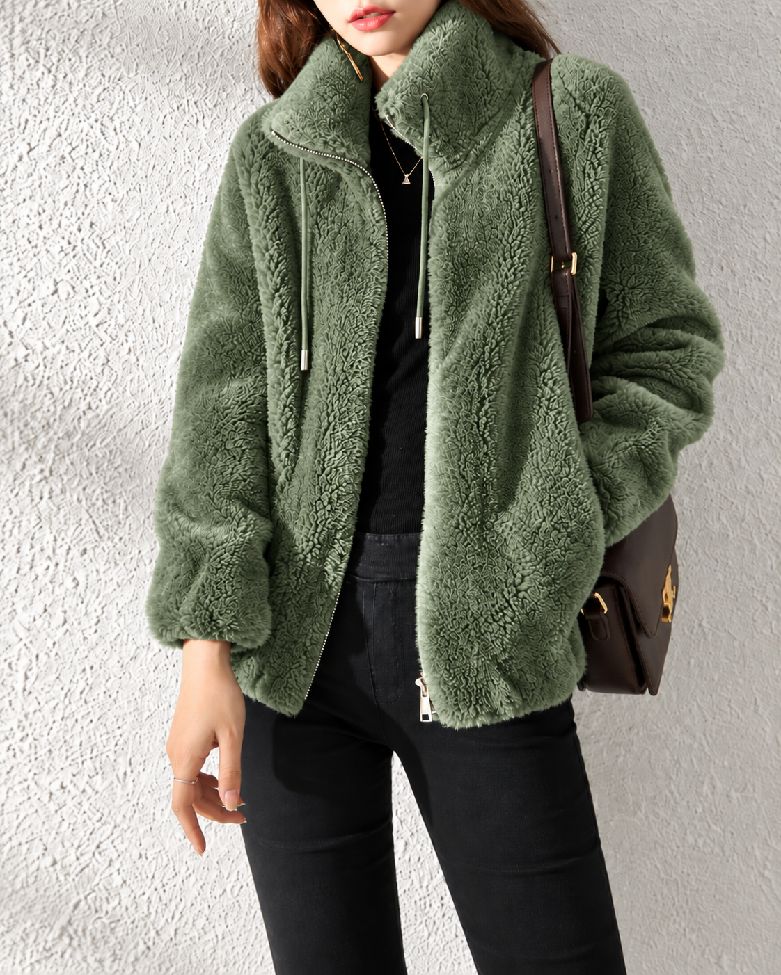 Veste polaire teddy femme - Green