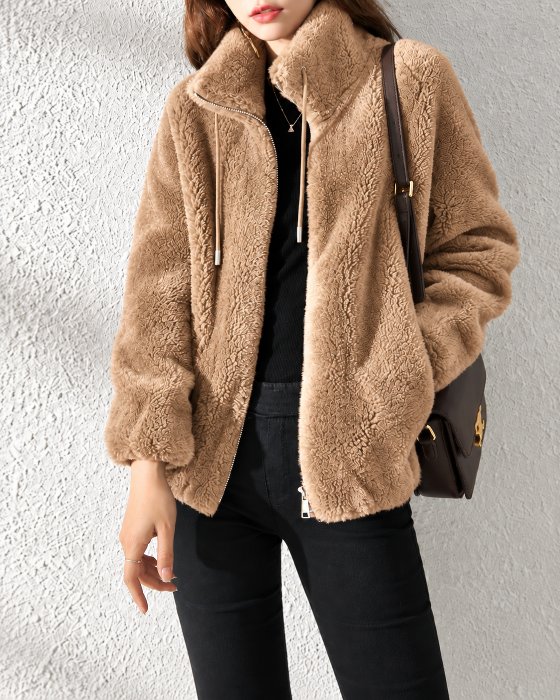 Veste polaire teddy femme - Light Brown