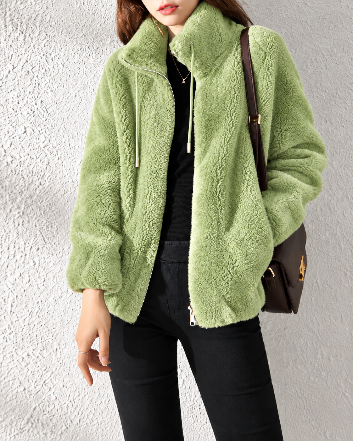 Veste polaire teddy femme - Light Green