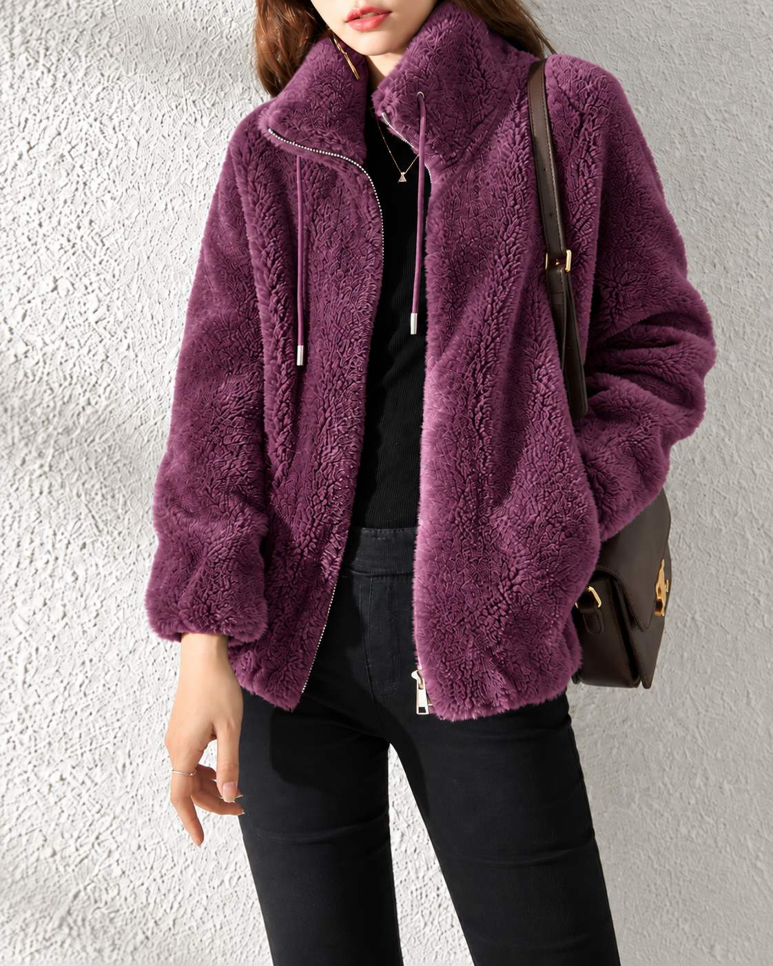 Veste polaire teddy femme - Purple