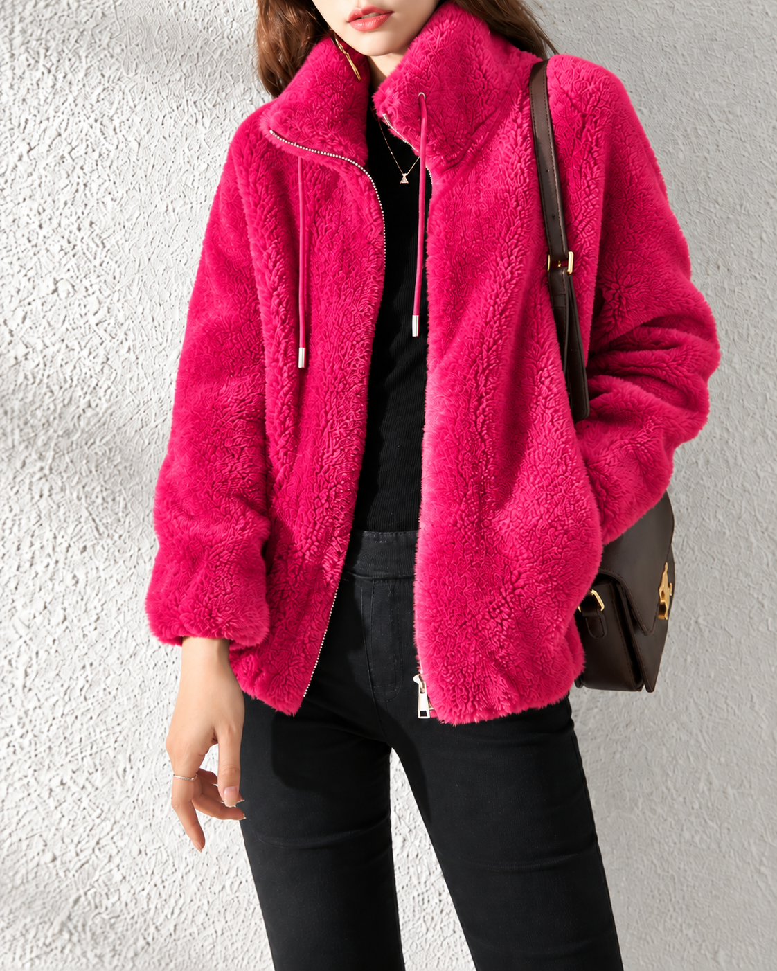 Veste polaire teddy femme - Rose Red