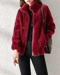 Veste polaire teddy femme - Wine Red