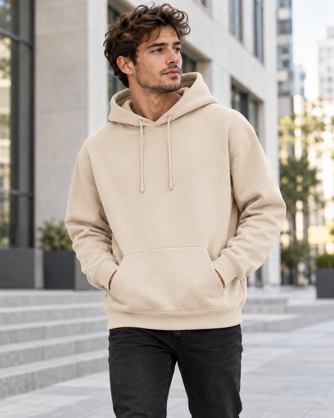 Hoodie homme uni - Beige