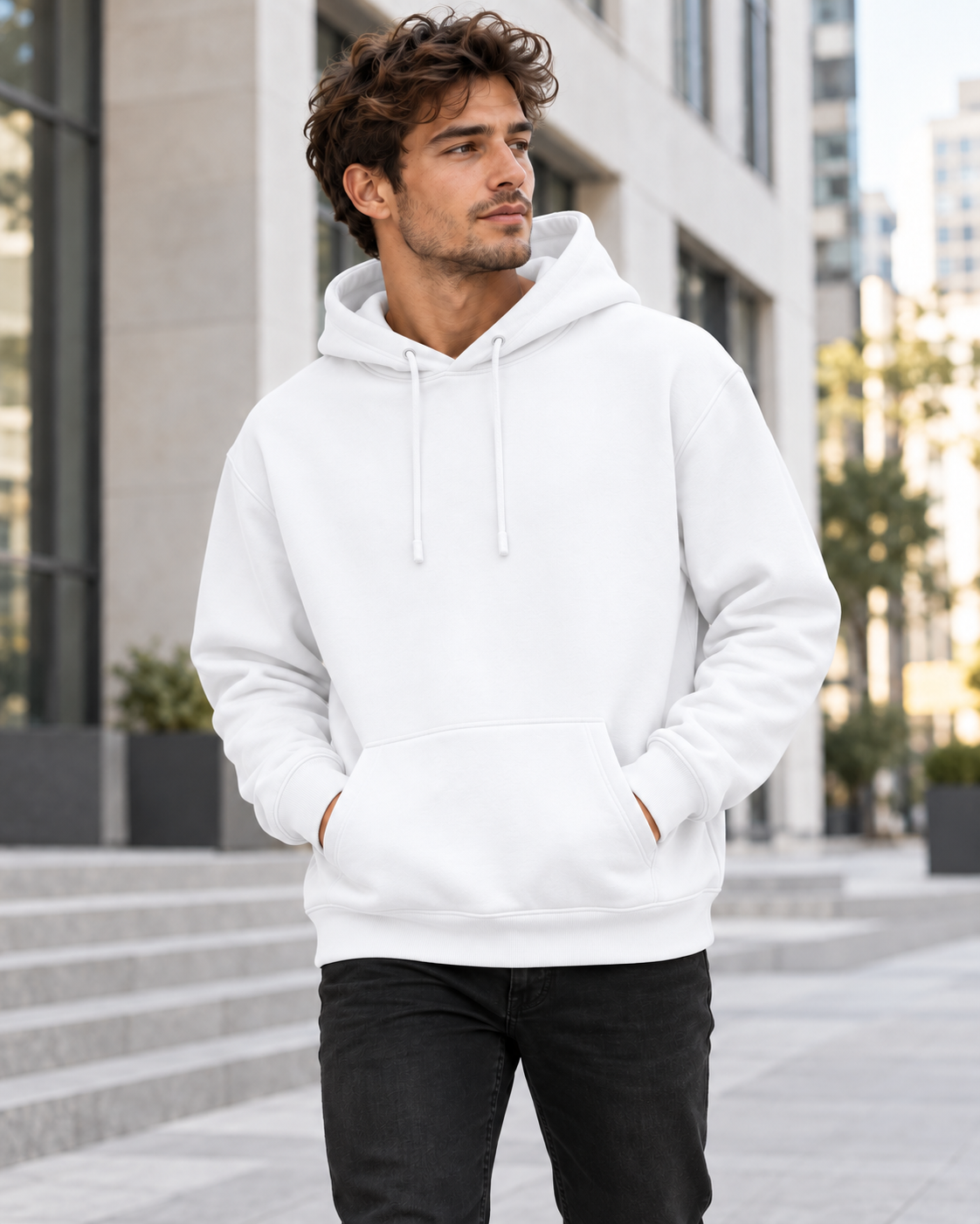 Hoodie homme uni - Blanc