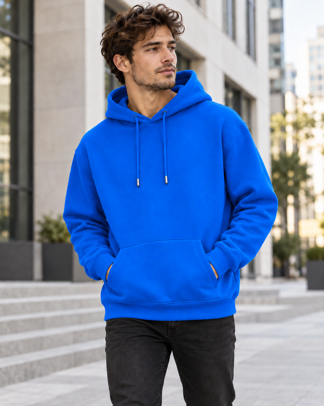 Hoodie homme uni - Bleu