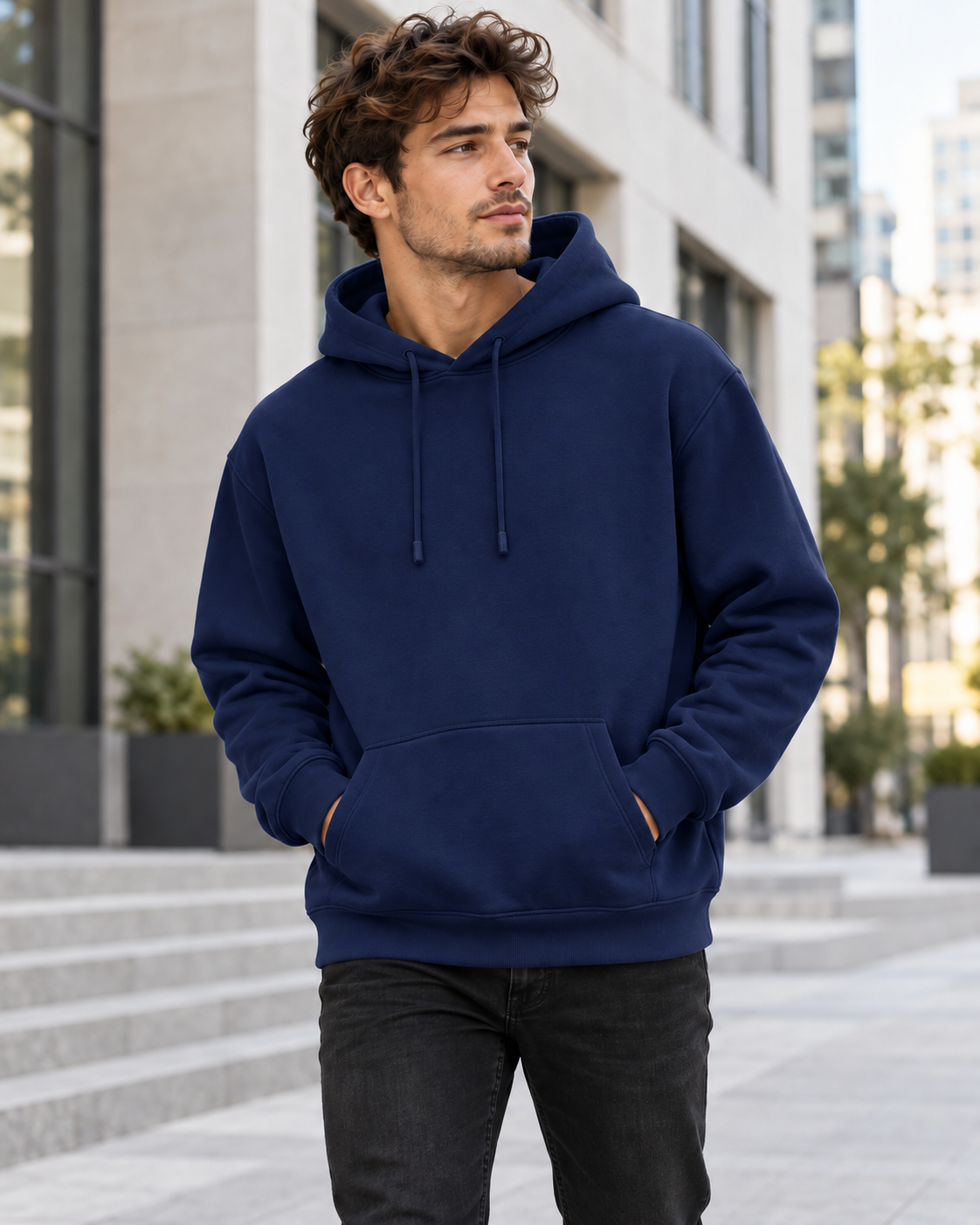 Hoodie homme uni - Bleu marine