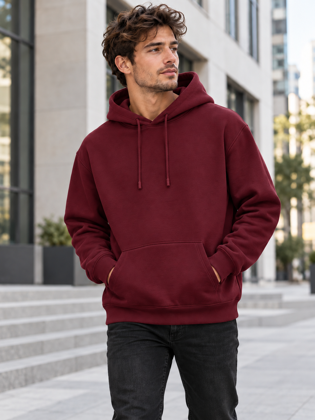 Hoodie homme uni - Bordeaux