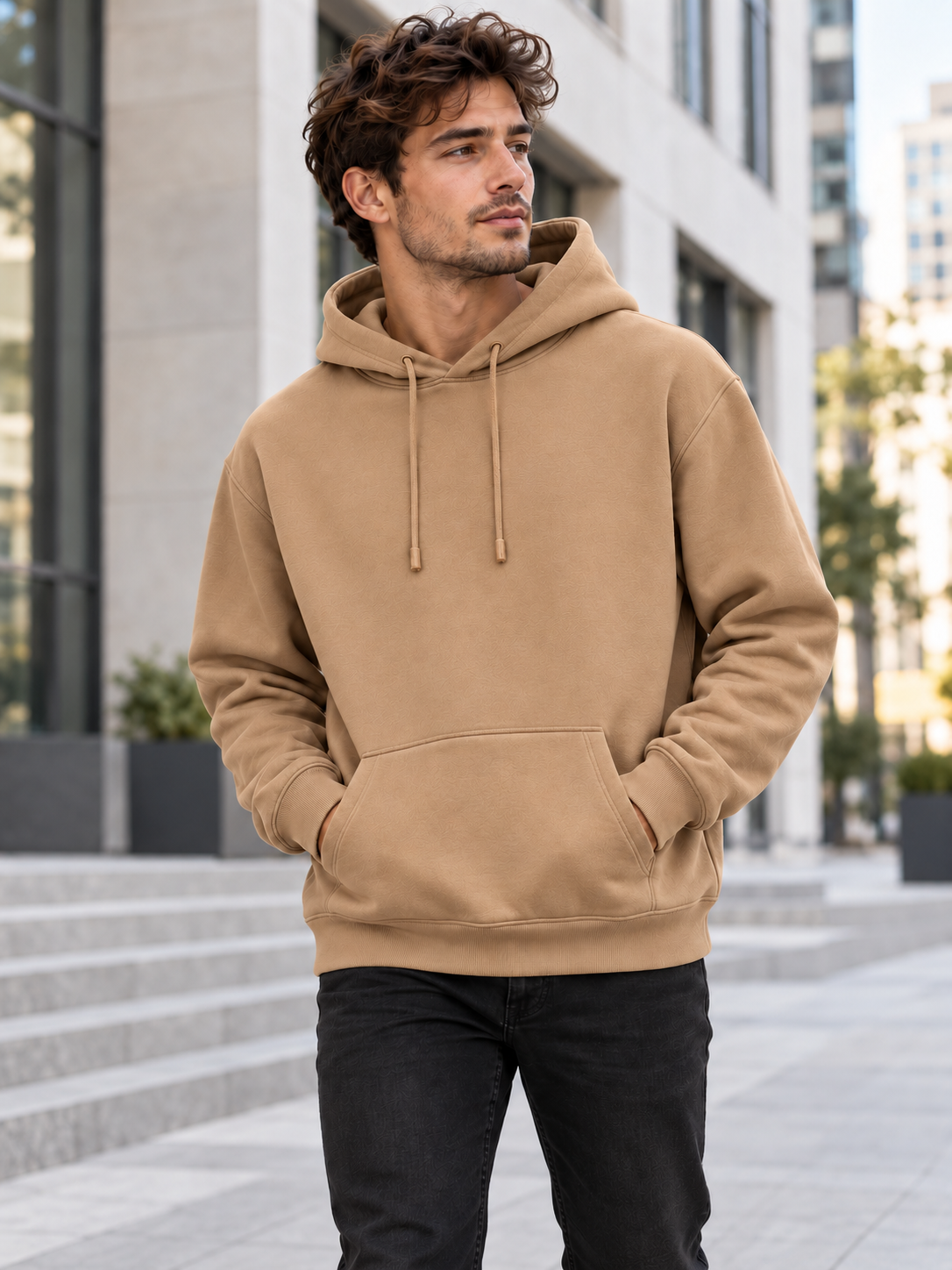 Hoodie homme uni - Camel